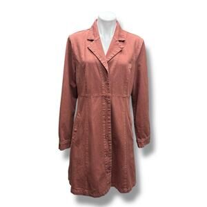 LACAUSA Bodhi Jacket Bull Denim Cocoa Longline A-Line 100% Cotton Women Sz S USA